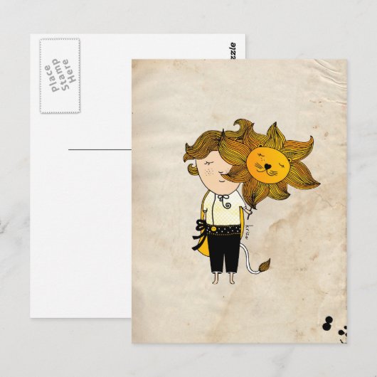 Leo Boy Zodiac Sign Briefkaart (Voorkant / Achterkant)