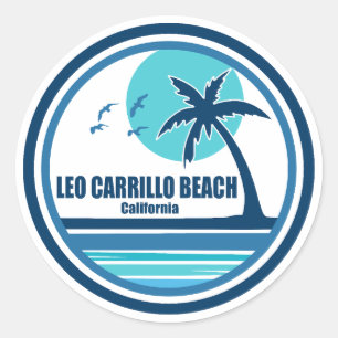 Leo Carrillo Beach Californië Palmboom Vogels Ronde Sticker