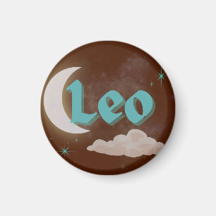 Leo Celestial Aesthetic Moon Cloud Stars Design Magneet