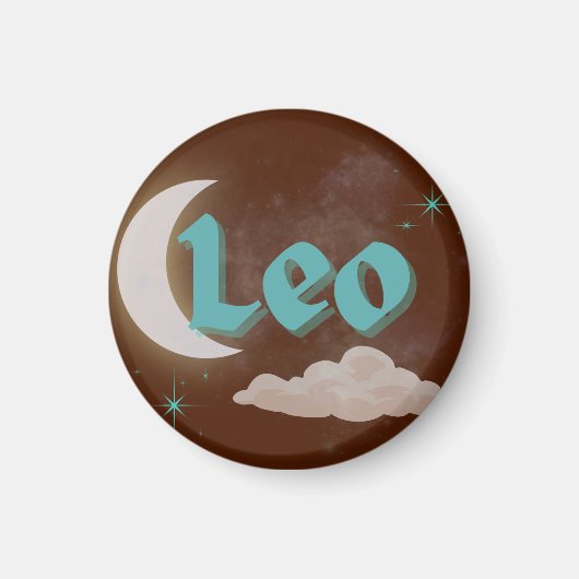 Leo Celestial Aesthetic Moon Cloud Stars Design Magneet (Voorkant)