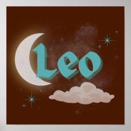 Leo Celestial Moon Cloud Sterren Astrologie Kunst Poster