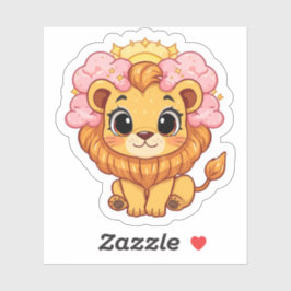 Leo Celestial Zodiac Sticker - Roze Leeuw Kunst