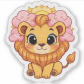 Leo Celestial Zodiac Sticker - Roze Leeuw Kunst (Voorkant)