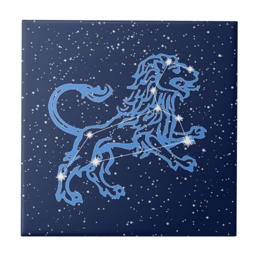 Leo Constellatie en Zonneteken met Keramische Ster Tegeltje (Voorkant)