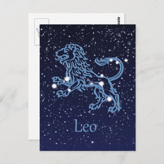 Leo Constellation and Zodiac Sign with Stars Briefkaart (Voorkant / Achterkant)