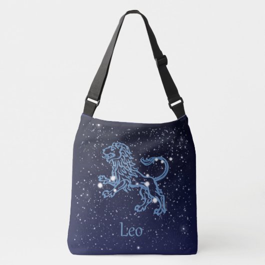 Leo Constellation and Zodiac Sign with Stars Crossbody Tas (Voorkant)