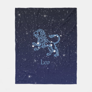 Leo Constellation and Zodiac Sign with Stars Fleece Deken
