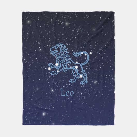 Leo Constellation and Zodiac Sign with Stars Fleece Deken (Voorkant)