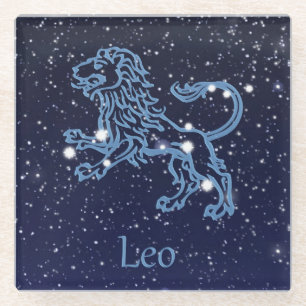 Leo Constellation and Zodiac Sign with Stars Glazen Onderzetter