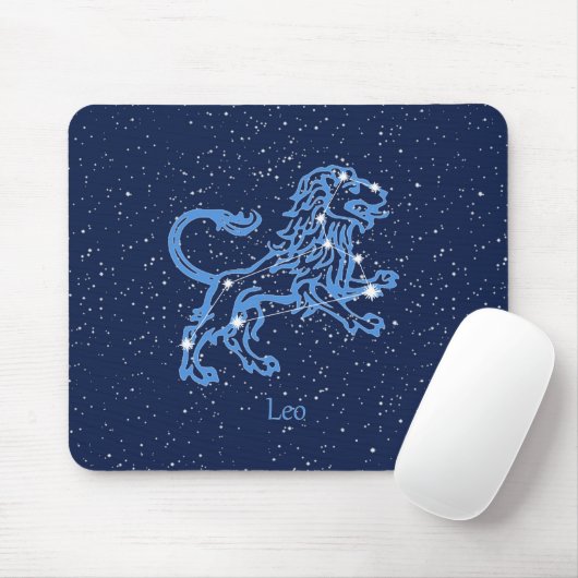 Leo Constellation and Zodiac Sign with Stars Muismat (Met muis)