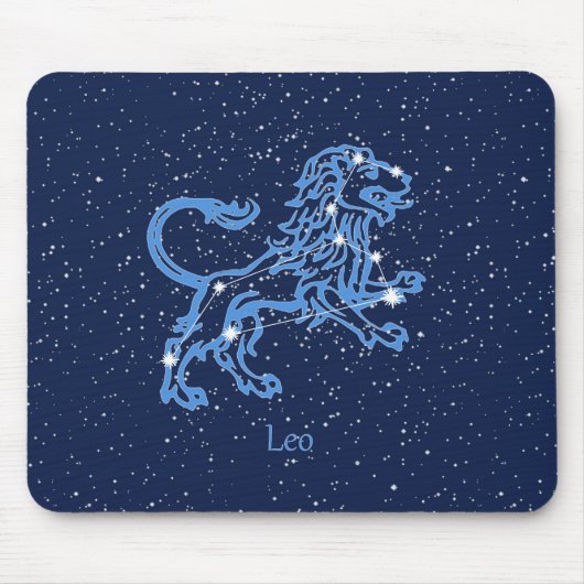 Leo Constellation and Zodiac Sign with Stars Muismat (Voorkant)