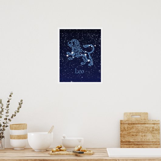 Leo Constellation and Zodiac Sign with Stars Poster (Keuken)
