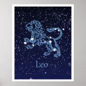 Leo Constellation and Zodiac Sign with Stars Poster (Voorkant)