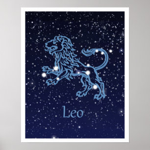 Leo Constellation and Zodiac Sign with Stars Poster