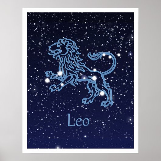 Leo Constellation and Zodiac Sign with Stars Poster (Voorkant)