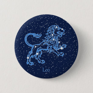 Leo Constellation and Zodiac Sign with Stars Ronde Button 5,7 Cm