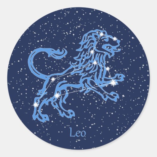 Leo Constellation and Zodiac Sign with Stars Ronde Sticker (Voorkant)