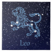 Leo Constellation and Zodiac Sign with Stars Tegeltje (Voorkant)