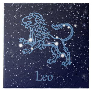 Leo Constellation and Zodiac Sign with Stars Tegeltje