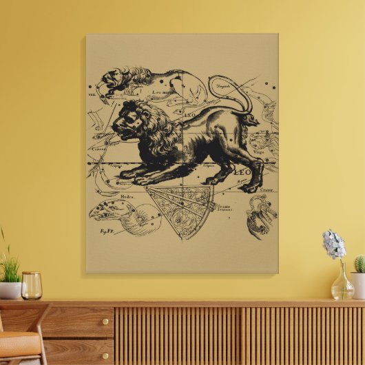 Leo Constellation Hevelius 1690 juli 23 augustus 2 Canvas Afdruk (Insitu (Woonkamer))