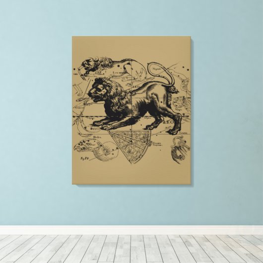 Leo Constellation Hevelius 1690 juli 23 augustus 2 Canvas Afdruk (Insitu (Houten vloer))