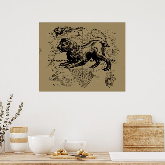 Leo Constellation Hevelius 1690 juli - 23 augustus Poster (Keuken)