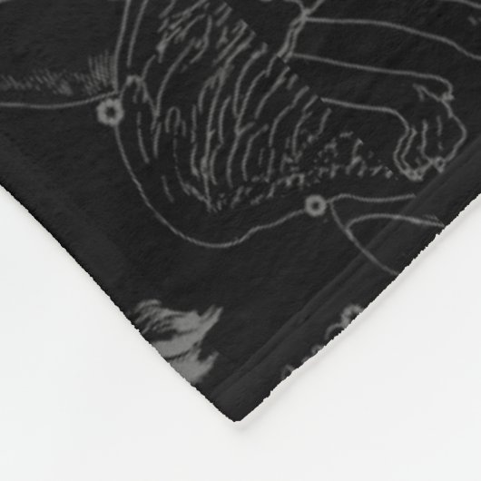 Leo Constellation Hevelius 1690 op Black Fleece Deken (Hoek)