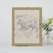 Leo Constellation Map Hevelius 1690 op Taupe (Staand voorkant)