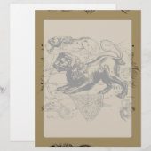 Leo Constellation Map Hevelius 1690 op Taupe (Voorkant / Achterkant)