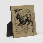 Leo Constellation Map Hevelius 1690 op Taupe Fotoplaat (Voorkant)