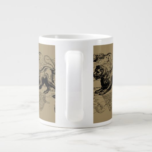 Leo Constellation Map Hevelius 1690 op Taupe Grote Koffiekop (Achterkant)