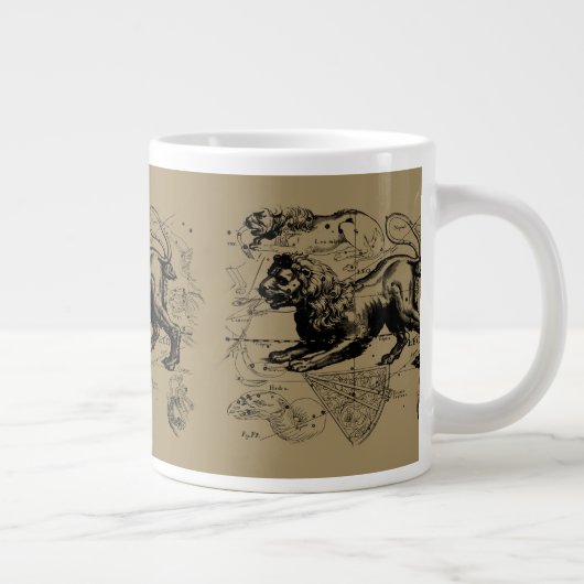 Leo Constellation Map Hevelius 1690 op Taupe Grote Koffiekop (Rechts)