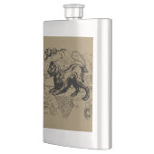 Leo Constellation Map Hevelius 1690 op Taupe Heupfles (Links)