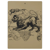 Leo Constellation Map Hevelius 1690 op Taupe Klembord (Achterkant)