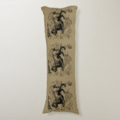 Leo Constellation Map Hevelius 1690 op Taupe Lichaamskussen (Voorkant Verticaal)