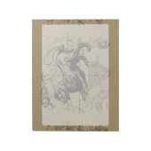 Leo Constellation Map Hevelius 1690 op Taupe Notitieblok (Linkerzijde)