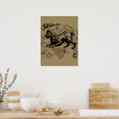 Leo Constellation Map Hevelius 1690 op Taupe Poster (Keuken)