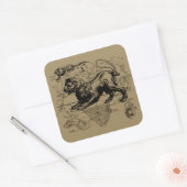 Leo Constellation Map Hevelius 1690 op Taupe Vierkante Sticker (Envelop)