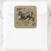 Leo Constellation Map Hevelius 1690 op Taupe Vierkante Sticker (Tas)