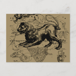 Leo Constellation Map Hevelius ongeveer 1690 Briefkaart