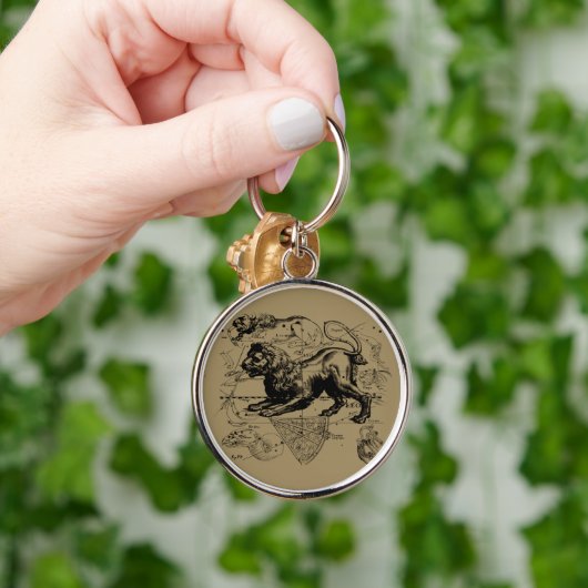 Leo Constellation Map Hevelius ongeveer 1690 Sleutelhanger (Hand)