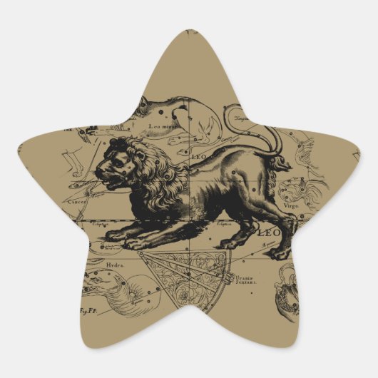 Leo Constellation Map Hevelius ongeveer 1690 Ster Sticker (Voorkant)