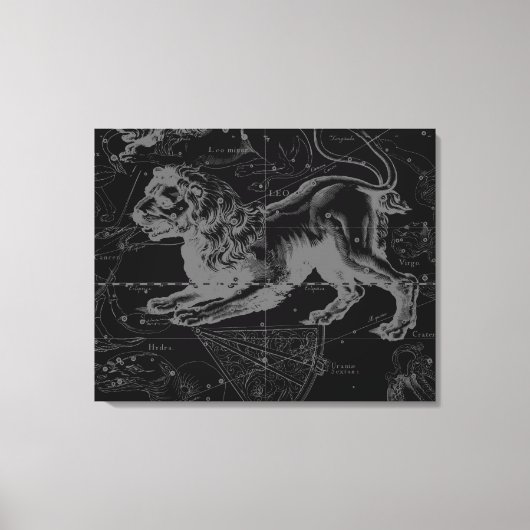 Leo Constellation MapHevelius 1690 Canvas Afdruk (Voorkant)