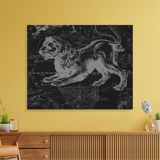 Leo Constellation MapHevelius 1690 Canvas Afdruk (Insitu (Woonkamer))