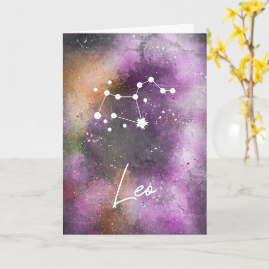 Leo Constellation Zodiac Paarse sterrenstelsel Kaart (Gele Bloem)