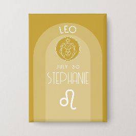 Leo Custom Verjaardag Zodiac - Modern Design Button