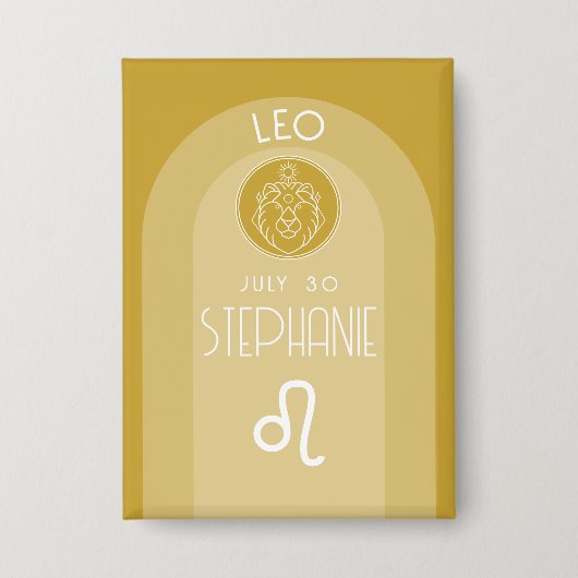 Leo Custom Verjaardag Zodiac - Modern Design Button (Voorkant)