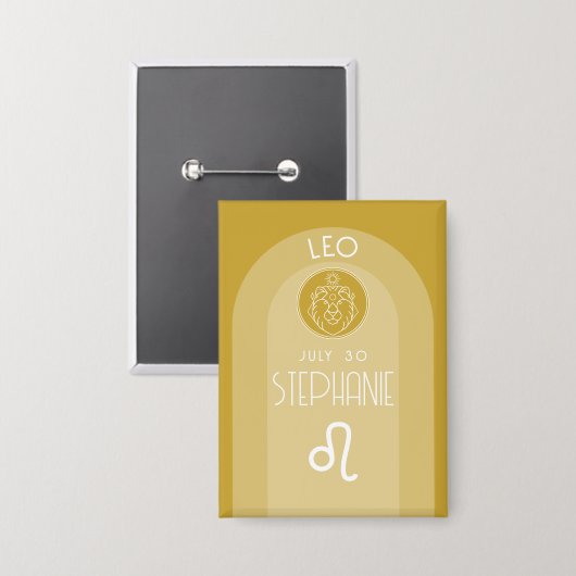 Leo Custom Verjaardag Zodiac - Modern Design Button (Voorkant / Achterkant)