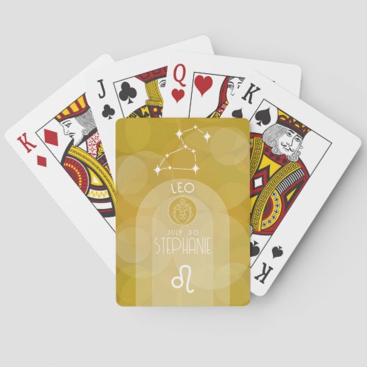 Leo Custom Verjaardag Zodiac - Modern Design Pokerkaarten (Achterkant)