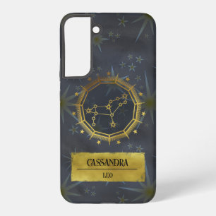 Leo Dark Zodiac Astrologie: Zwart en Goud Samsung Galaxy Hoesje